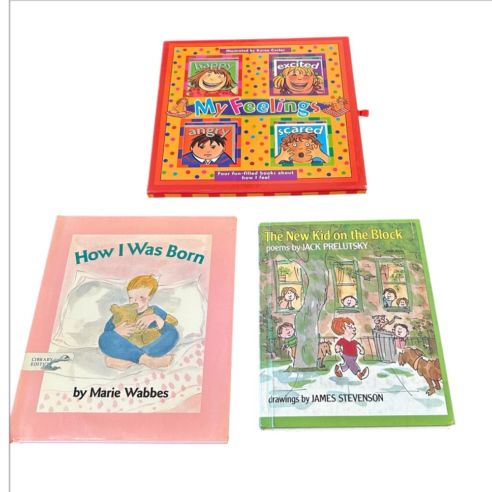 My Feelings Board Booklets When I was Born & The New Kid on the Block Books EUC